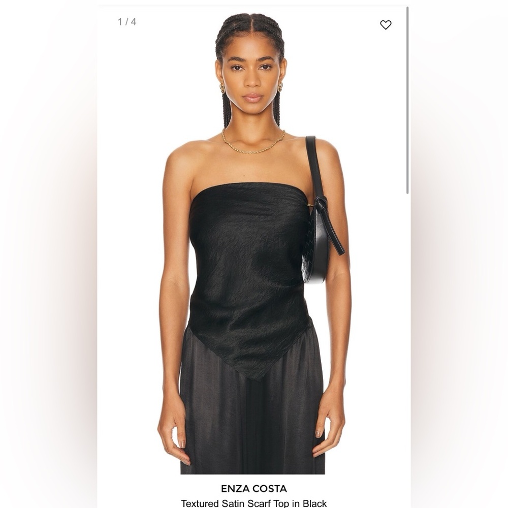 Enza Costa Black Textured Satin Scarf Top